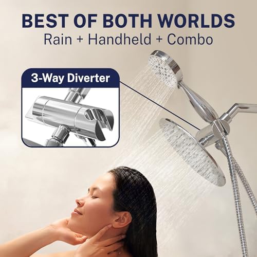 HammerHead Metal Dual Shower Head Combo With 3-Spray Handheld and Rainfall - Image 3