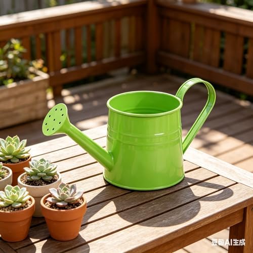 Watering Can Outdoor, 0.3 Gallon Long Spout Small Galvanized Metal Watering Can Outdoor with Handle and Sprinkler Head,Cute Metal Watering Can for Garden House Plants Flower Bonsai Indoor - Image 4