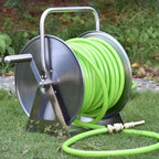 Stainless Steel Garden Hose Reel, Heavy Duty Wall or Floor Mounted Hose Holder for Outdoor Use, Portable Metal Storage Solution - Image 2