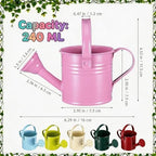 Kids Metal Watering Can, 6pack Small Iron Watering Can for Gardening Succulents Houseplants Bonsai, Mini Water Pot for Children Sprinkling Bucket (Mixed Style: Pink, Green, Yellow, Beige, Blue, Red) - Image 4