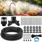 100FT Drip Irrigation System Kit with 360° Adjustable Copper Nozzles, Automatic Garden Watering System, Sprinkler Misting System for Garden, Greenhouse, Lawn, Raised Beds, Potted Plants (100FT) by PortableChargerforAppleWatch