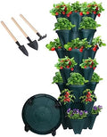 GameXcel Vertical Planter Tower - 7 Tier Stackable Garden Planters with Wheels and Tools Plant Pots for Strawberry Herb Flower and Vegetable Indoor Outdoor Use Green by GameXcel