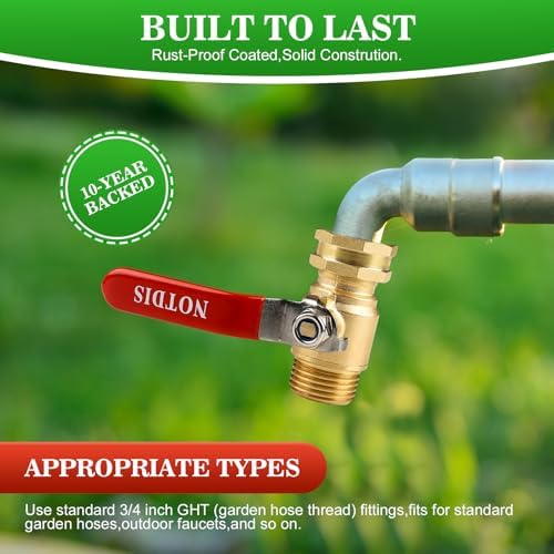 Full Flow Hose Splitter 2 Way Heavy Duty & Brass Garden Hose Shut Off Valve with Full-Flow Design - Image 5