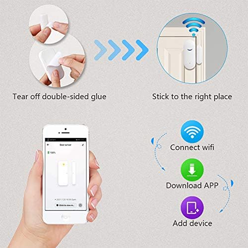 4 Pack WiFi Wireless Door Window Sensor,TUYA Smart Alarm with Free Notification APP Control Home Security Alarm System, Compatible with Alexa, Google Home, Siri - Image 6