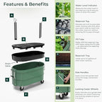 Permasteel Self-Watering Garden Bed, Rolling Planter for Vegetables, Flowers, Herbs, and Fruit, Outdoor Indoor, Caster Wheels, Sage - Image 7