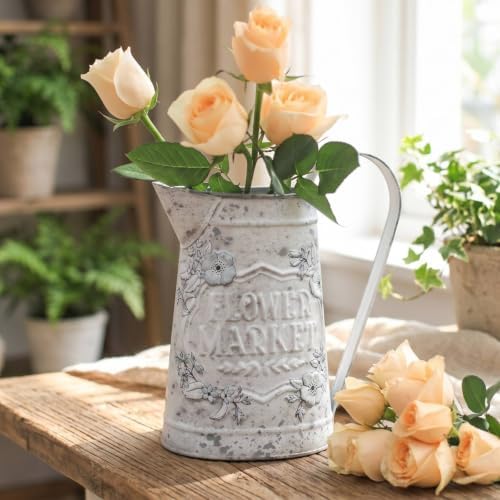 Baoblaze Outdoor Watering Can Rustic Watering Can Decorative Pitcher Vintage Jug Iron Container With Long Handle And Wide Spout Suitable for shelf display mantel decor entryway accents home decoration - Image 4