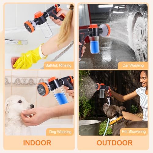 Dog Shower Attachment with 8.2Ft Long Shower Hose & Metal 3-Way Diverter - Image 6