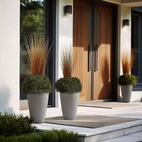 LA JOLIE MUSE Tall Outdoor Round Planter, 20 Inch Large Flower Pot, Grey - Image 3
