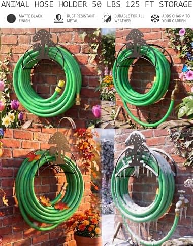 Mushroom Hose Holder Metal Wall Mount Heavy Duty 125'5/8"Garden Hose Hanger - Image 4