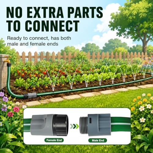 MIXC Sprinkler Hose with Holes 100FT + MIXC Water Flow Meter with Brass Inlet & Outlet, - Image 6