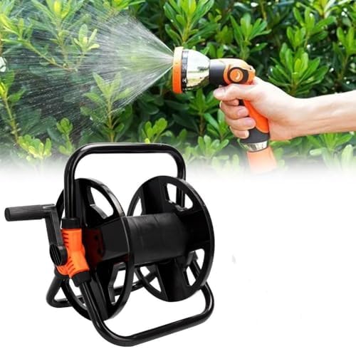 Garden Hose with 20m Storage Cart and Wall Mount Plastic and Metal Construction Space-Saving Design for Small Gardens and Patios Easy Wind-Up Handle - Image 6