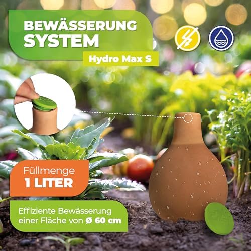 BioGreen Plant Self-Watering System Hydro MAX S | 0.3 gal | Irrigation Ø 23.6 in | Olla Made of Fired Clay | Watering Globe | Terracotta Water Saver for Gardens, Vegetables & Raised Beds - Image 2
