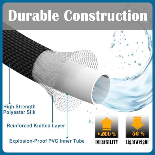 Garden Hose 50ft, Non-Expandable Lightweight & Flexible Water Hose, with 10-Pattern Spray Nozzle, Super Fabric, Leak-Proof 3/4" Solid Brass Alloy Connector Fittings, Durable - Image 4