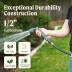 Garden Hose Reel Retractable 1/2" x 65ft Wall Mounted Hose Reel Automatic Rewind, Any Length Lock with 9 Patterns Sprayer Nozzle, Quick Connector and Adjustable shot Nozzle-Seaweed Green - Image 5