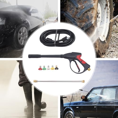 Portable High Pressure Washer Spray Gun 3000PSI High Pressure Car Washer Gun Handheld Wand Lance with 5 Nozzle Tips & 26.25FT High Pressure Tube Complete Cleaning Kit for Home Garden Vehicles - Image 3