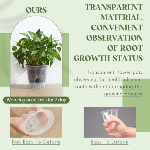 Wonderjune Self Watering Planter, 4.72'', 5.91'', 7.09'', Clear, 12 Pcs - Image 5