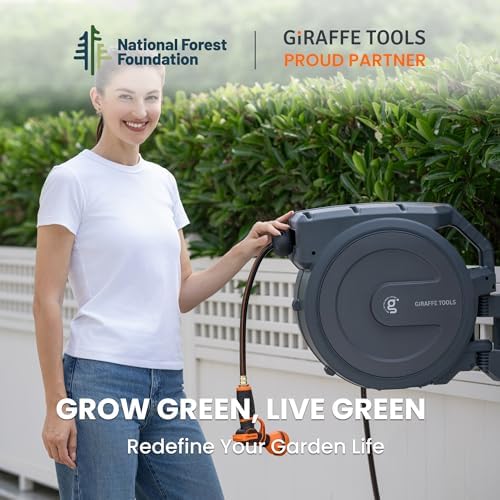 Giraffe Tools Retractable Garden Hose Reel 5/8" 90FT Auto Rewind Wall Mount - Image 6