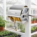 304 Stainless Steel Garden Hose Reel, Wall Mounted or Freestanding, Manual Crank, Holds up to 164 ft of 1/2 Inch Hose, Brass Fittings and Metal Nozzle 10m by Unknown