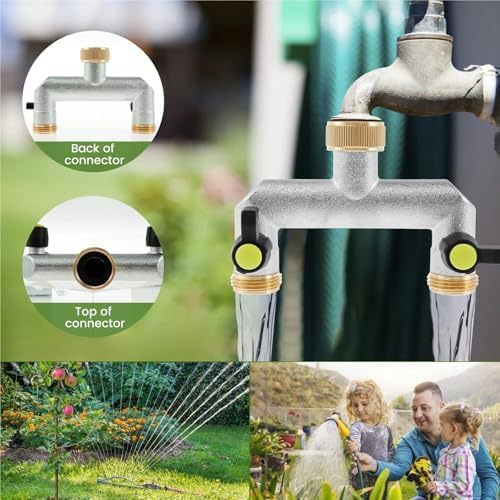 Water Tap Splitter, Garden Hose Splitter 3/4 inch 2 Way Zinc Alloy Silver - Image 6