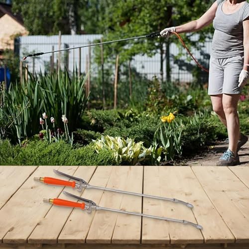 All Metal 29 Inch Sprayer Wand with Locking Handle, Stainless Steel Hose End Sprayers with 2 Brass Barbs for 3/8 and 1/4 Inch Hoses, Adjustable Mist to Stream Nozzles for Garden Irrigation(2set) - Image 3
