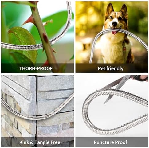 Metal Garden Hose 25 ft Water Hose 304 Stainless Flexible Lightweight Outdoor Yard Strong Durable Heavy Duty Hose Pipe with 10-Way Nozzle Solid 3/4" Brass Connectors No Kink Leakproof Outside - Image 5