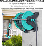 Compact Garden Hose Reel with Hose, Wall/Floor Mounted Water Hose Reel Retractable with Crank, Portable Hose Storage Holder with Spray Nozzle, for Watering Flowers/Car Washing/Cleaning/Pet - Image 2
