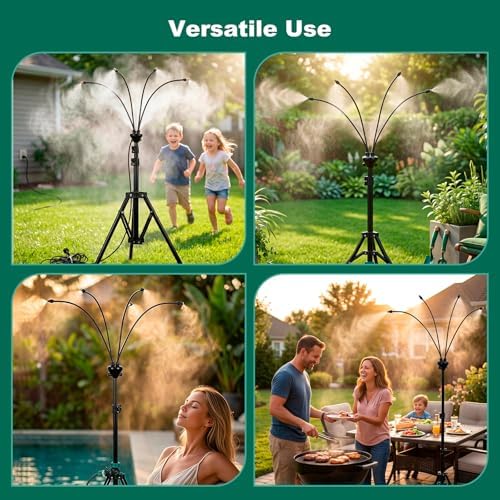 Standing Misters for Outside Patio, 2.6-3.6 ft Height-Adjustable Misting System for Cooling, Portable Water Mister for Garden Yard BBQ Party, Includes Hose Splitter & Sand Bag - Image 7