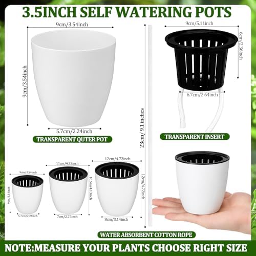 Self Watering Plant Pots, 3.5'', White Black, 36 Pcs - Image 2