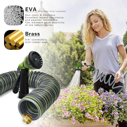 Coil Hose 75FT EVA Coil Garden Hose With 3/4'' Brass Connector - Image 2