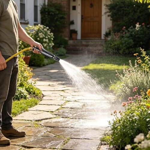 Home High Pressure Car Wash Water Gun with Booster Nozzle, Heavy Duty Metal Garden Hose Spray Nozzle, High Pressure Car Wash Gun with Multiple Patterns for Lawn Watering Plants (Black-10m hose) - Image 5