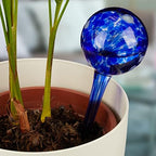 Relaxdays Watering Globes, Regulated Plant Irrigation for Office & Holiday, Glass, Ø9 cm, Blue, Set of 2 - Image 2
