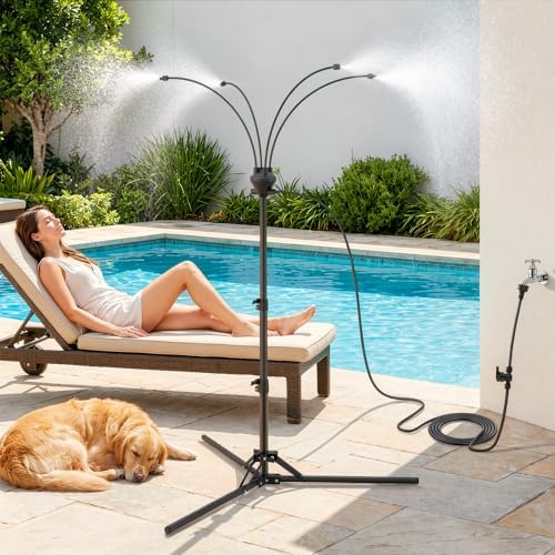 Roylvan Misters for Outside Patio, Faucet Connect Stand with 4 Nozzles by Roylvan