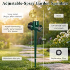 Tioncy 4 Pack Metal Lawn Sprinkler for Yard with Brass Nozzle & Aluminum Alloy Spike Base, Adjustable Automatic Garden Sprinkler System with Screen Gasket for Lawn Garden Yard Greenhouse(Green) - Image 2