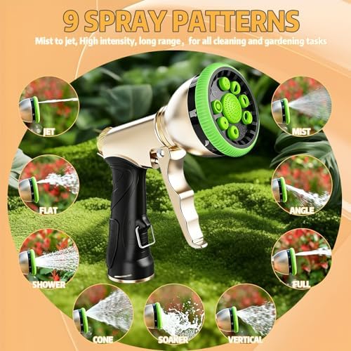 High Pressure Hose Sprayer - Heavy Duty Metal Garden Hose Nozzle with 9 Adjustable Spray Patterns, Water Spray Nozzle for Watering Plants, Lawn Care, Car Wash & Pet Cleaning (green) - Image 3
