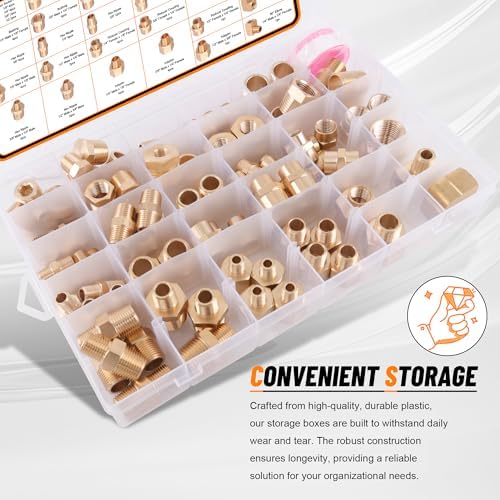 111Pcs Brass Hose Pipe Fitting Assortment Kit for Air/Fuel/Water/Oil Hose - Image 6