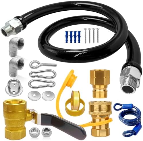 1675KIT48 Safety System Kit, 48" Commercial Gas Hose Connector Kit with 3/4" Quick Disconnect,Gas Line Hose for Kitchen Equipment Commercial Standard Gas Connector,Full Port Valve,Restraining Devices. by Unknown