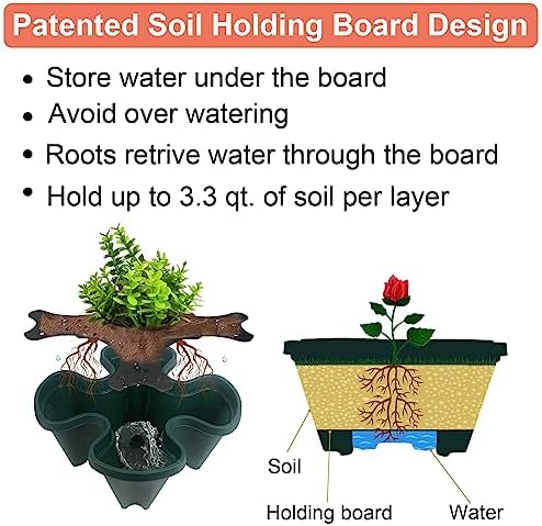 DUNCHATY Stackable Planter, Vertical Garden Planter with Wheels and Tools, Strawberry Indoor/Outdoor 5 Tier Tower Herb for Growing Vegetables Succulents, Dark Green, 2 Pack - Image 5