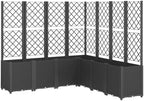 Black Garden Planter with Trellis 63x63x55 inch 7 Box Modular by Unknown