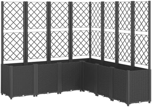 Garden Planter Box with Trellis 7 Pack Black Modular Raised Bed by Unknown