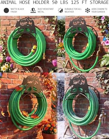 Bear Hose Holder Metal Wall Mount Heavy Duty 125'5/8" Garden Hose Hanger - Image 4
