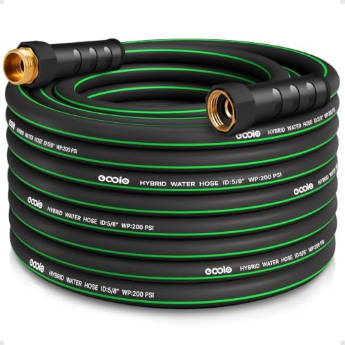 Heavy Duty Garden Hose 49ft, NON-EXPANDABLE Flexible Water Hose, Kink Resistant Lightweight Hybrid Hose, Leakproof Hose Male to Female Fittings by EOOIOGARDEN