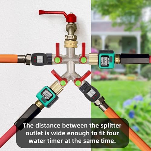 Hose Splitter 4 Way, Brass High Flow Garden Hose Splitter Heavy Duty, Hose Connector, Water Spigot Splitter, Full Flow Faucet Splitters with Shutoff, 3/4” GHT Inlet - Image 6