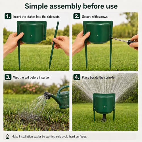 6 Pcs Sprinkler Splash Guard Green 10.62" Stakes Overspray Shield - Image 6