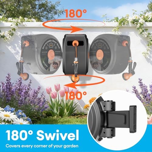 TABU 1/2 Inch x 100 FT Retractable Garden Hose Reel, Wall Mounted - Image 3