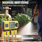 4 Outlet Sprinkler Timer, 4 Zone Programmable Garden Water Hose Timer with Rain Delay, Manual Automatic Irrigation, 3/4in Brass Inlet, for Lawn Yard Garden - Image 7