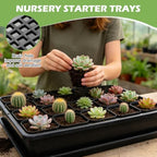 RooTrimmer 5 Pack Soil Blocking Trays with 2.8 inch (7CM) Square Nursery Pots 100pcs, Plastic Flat Plant Tray for Holding or Collecting Drainage Water, Seed Starter Tray for Seed Germination (Black) - Image 6