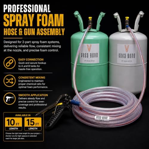 Vega Bond Spray Foam Hose & Gun Assembly 10 Feet Gray for 2-Part Systems - Image 3