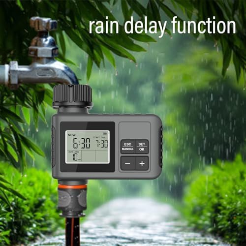 Sprinkler Timer, Programmable Digital Water Timer for Garden Hose, 1-360 Min & 1-15 Day Settings, Rain Delay & Manual Mode, IPX5 Water Proof, 3/4in Male Thread - Image 4