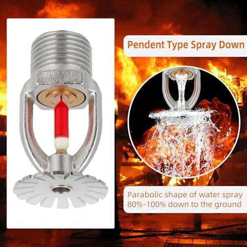5Pc Fire Sprinkler Head Pendent Type, 155℉ Fire Sprinkler Heads 1/2" Inch Thread 68°C Quick Response Water Spray Down 1/2" NPT for Home/Commericial/Workshop/Residential Building (Pendent Type) - Image 5