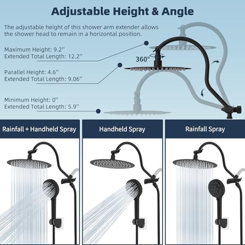 Hibbent All Metal cUPC Certified Shower Head, 10'' Rainfall Shower Head - Image 6